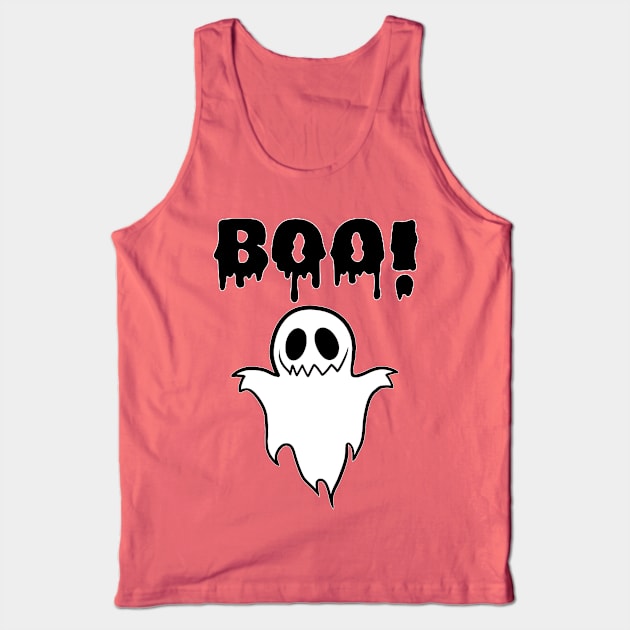 Adorable Ghost with a Playful 'BOO': Halloween Cuteness Unleashed Tank Top by FortySeven47_Custom_Designs
